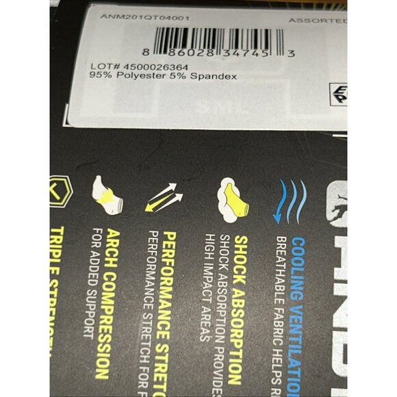 AND1 - 12 Pair Ankle Socks-Proplatinum Performance Multi Color Package - Picture 3 of 3